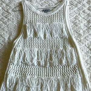 White sleeve top with tassels